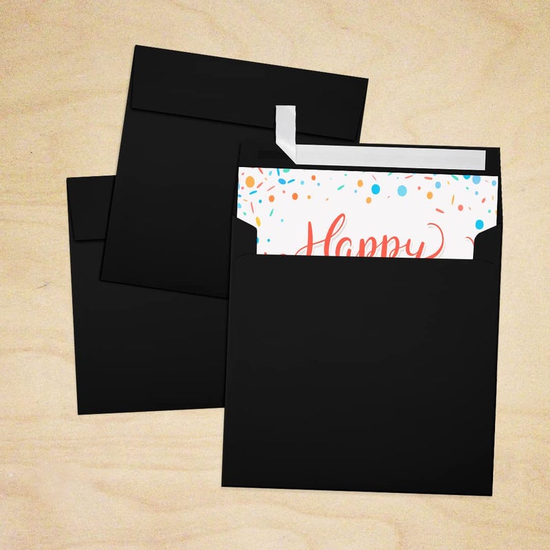 LUXPaper Square Invitation Envelopes | Peel & Press | 5" x 5" | Midnight Black | 80lb. Text | 50 Qty - Image 5